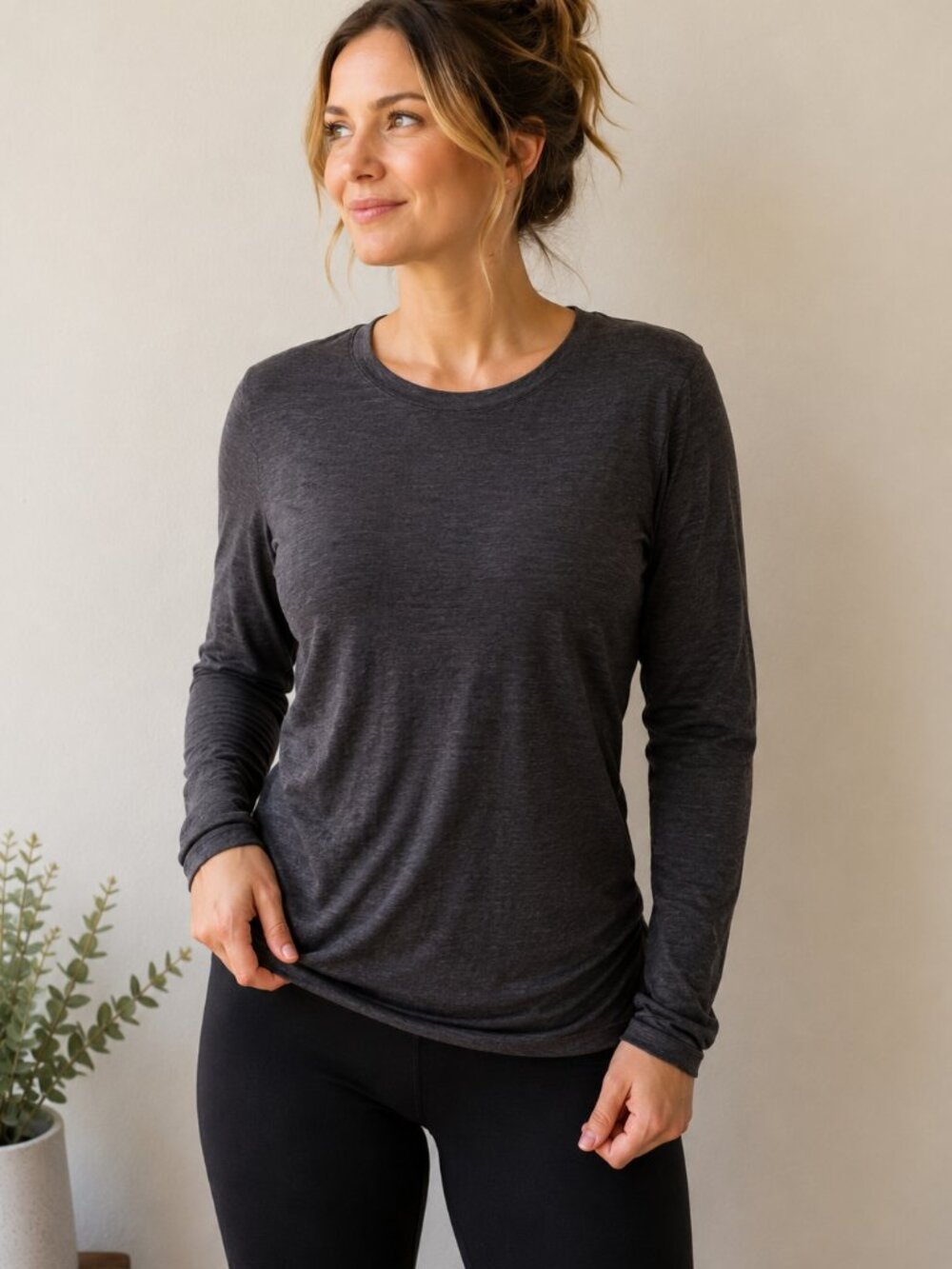Woolly Everyday Merino Wool Long Sleeve Shirt Women’s Large Charcoal Gray